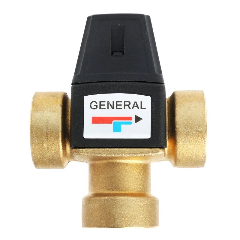 3 Way Brass Male Thread Thermostatic Mixing Valve DN20/DN25 Solar Water Heater Valve 3-Way Thermostatic Mixer Valve 3/4" 1