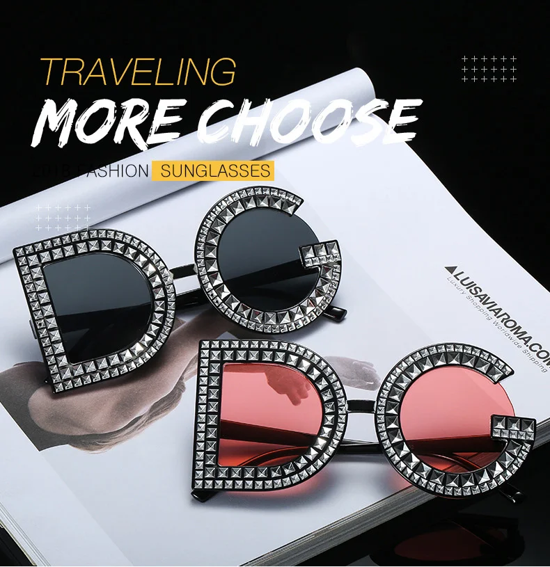 Shigeary D G Round Sunglasses 2019 New Women Square Luxury Eyewear Brand Crystal Sun glasses Ladies Fashion Bling Gemstone DG