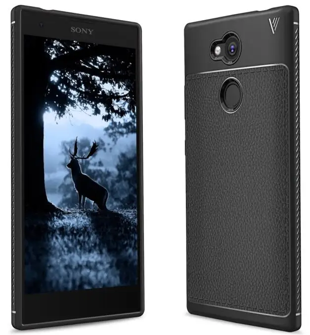 black Противоударный чехол, силиконовая задняя крышка для sony Xperia L2, роскошная текстура личи, мягкая кожа, TPU чехол для телефона, для sony Xperia L2, чехол - Цвет: black