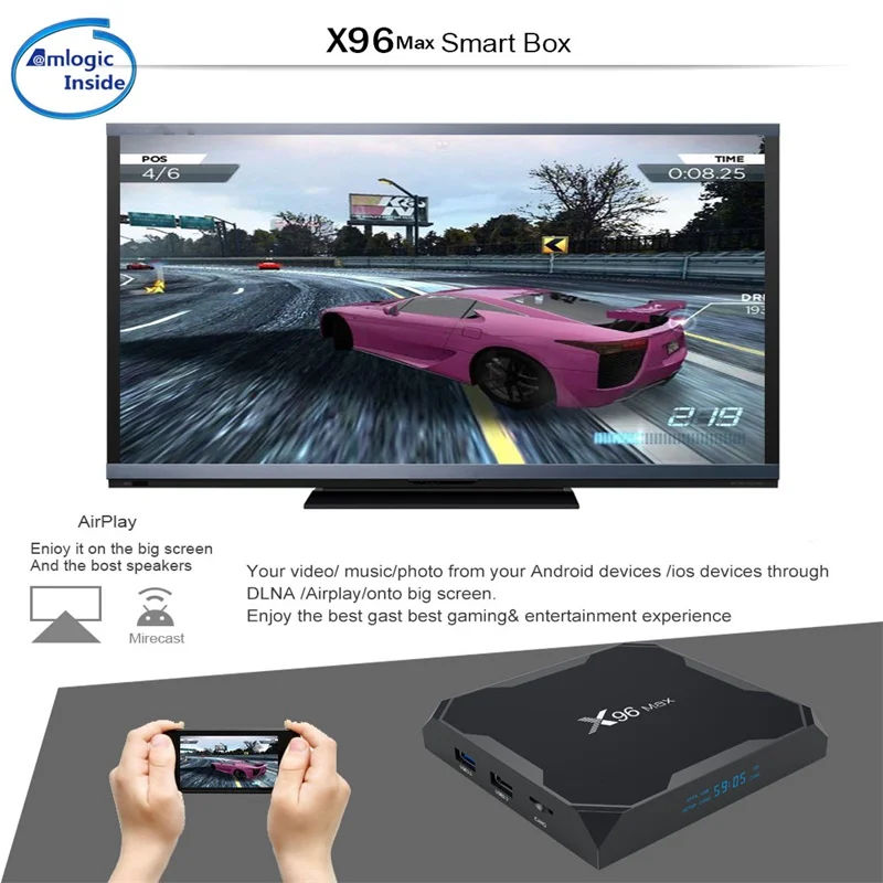 DQiDianZ X96Max ТВ BOX Android 9,0 Amlogic S905X2 4 ядра, 4 Гб оперативной памяти, 32 Гб встроенной памяти, 2,4G и Wi-Fi 5 ГГц BT4.1 4 к Декодер каналов кабельного телевидения компьютерной приставки к телевизору X96 Max X2