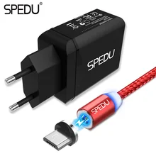 Магнитный зарядный кабель SPEDU, быстрая зарядка, 3,0 Usb, микро usb, быстрое зарядное устройство для samsung galaxy S9, S8, iphone x, xs, max, 8 plus, type c