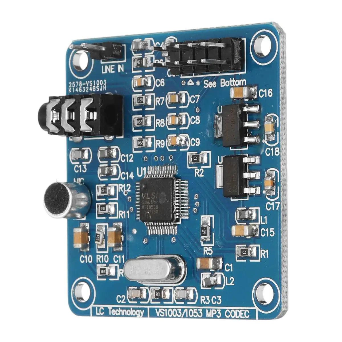 

VS1053 MP3 Module Development Board w/ On-Board Recording Function SPI Interface Encoding Recording Control Signal Filter