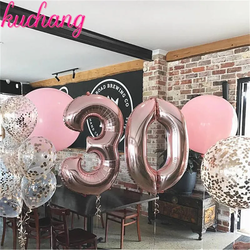 1 шт. 40-дюймовые розовые золотистые и черные воздушные шары с цифрами, алюминиевые гелиевые воздушные шары на день рождения, свадьбу, вечеринку, Декор, торжество, надувные воздушные шары