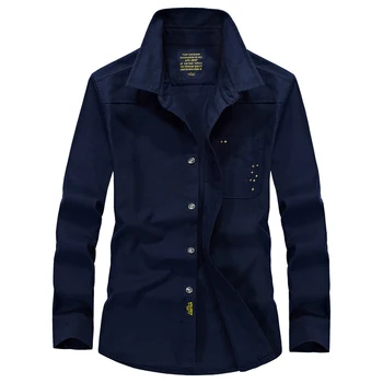 

Autumn Shirts Men Long Sleeve Men Shirts Solid Color Cotton Shirt Male Military Casual Man's Shirt Camisa Hombre Plus Size 4XL