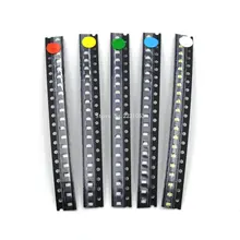 100 шт./лот 5 цветов SMD 0805 светодиодный комплект ультра яркий красный/зеленый/синий/желтый/белый прозрачный светодиодный светильник светодиодный диодный чип 2,0*1,2*0,8 мм