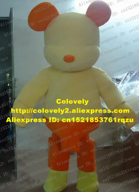 Adorable Faint Yellow Gloomy POPOBE Bear Mascot Costume Cartoon Character Mascotte Orange Ear Round Nose Fat Cheek ZZ984 Free SH |