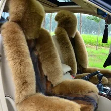 Подушка для автокресла с изображением волка из чистой шерсти, зимняя цельная Подушка на заднем сиденье, модели для стрижки овец, аксессуары из овечьего меха