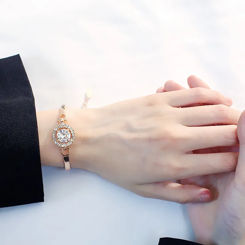 INS/ШИК Hot Роскошные круглый кристалл ручной цепи Браслеты для Для женщин браслет из розового золота и Браслеты для Для женщин свадебные ювелирные изделия