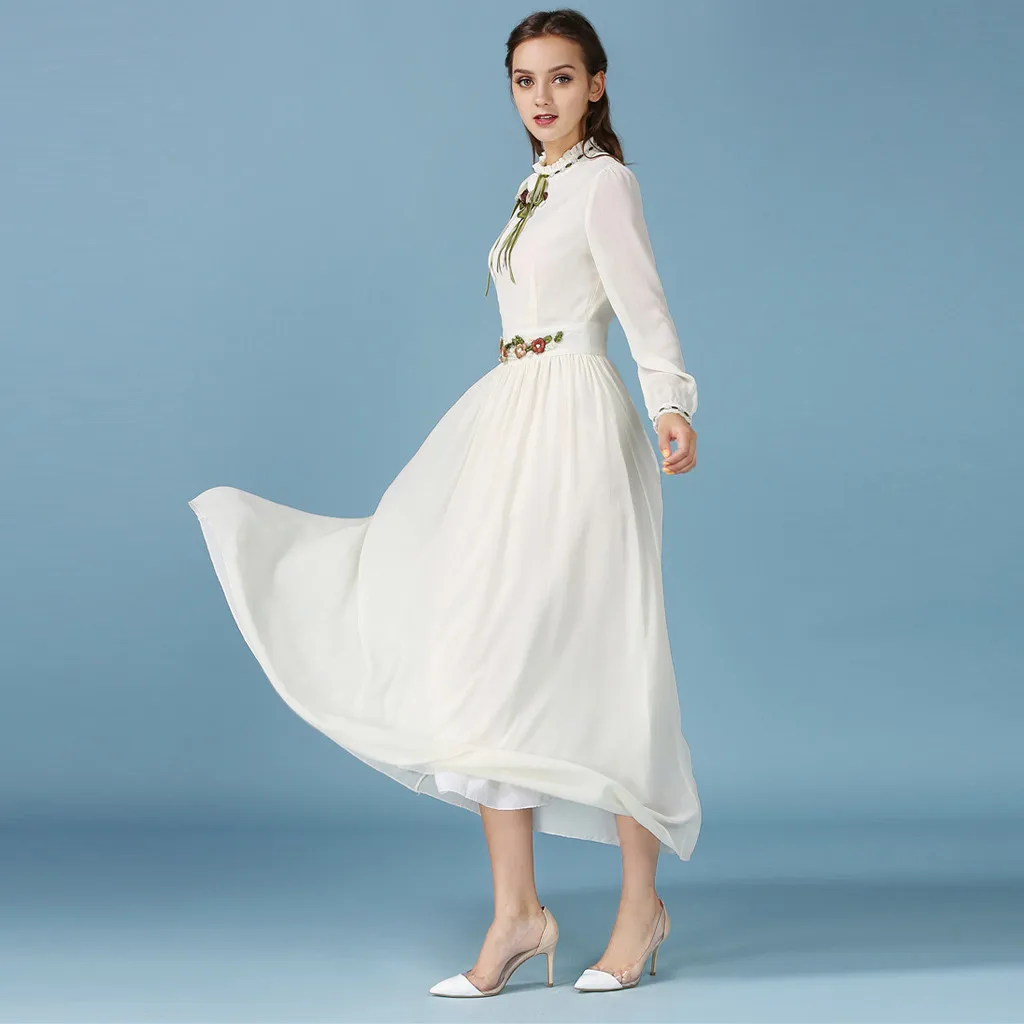 Мусульманское женское платье 2019 мусульманское однотонное с воротником под горло