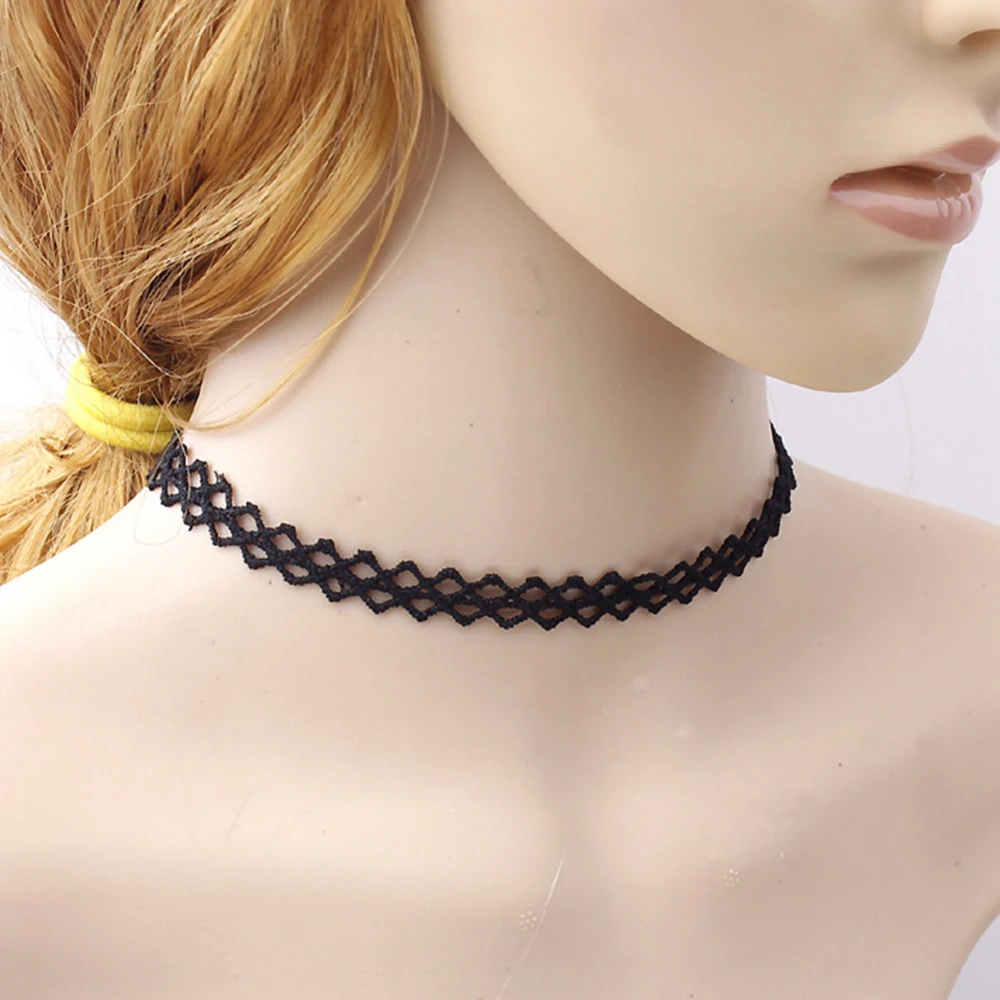 

Fashion Women Neck Pedant Choker Lace Necklace Set Stretch Classic Gothic Tattoo Lace Choker Suitable For Gifts