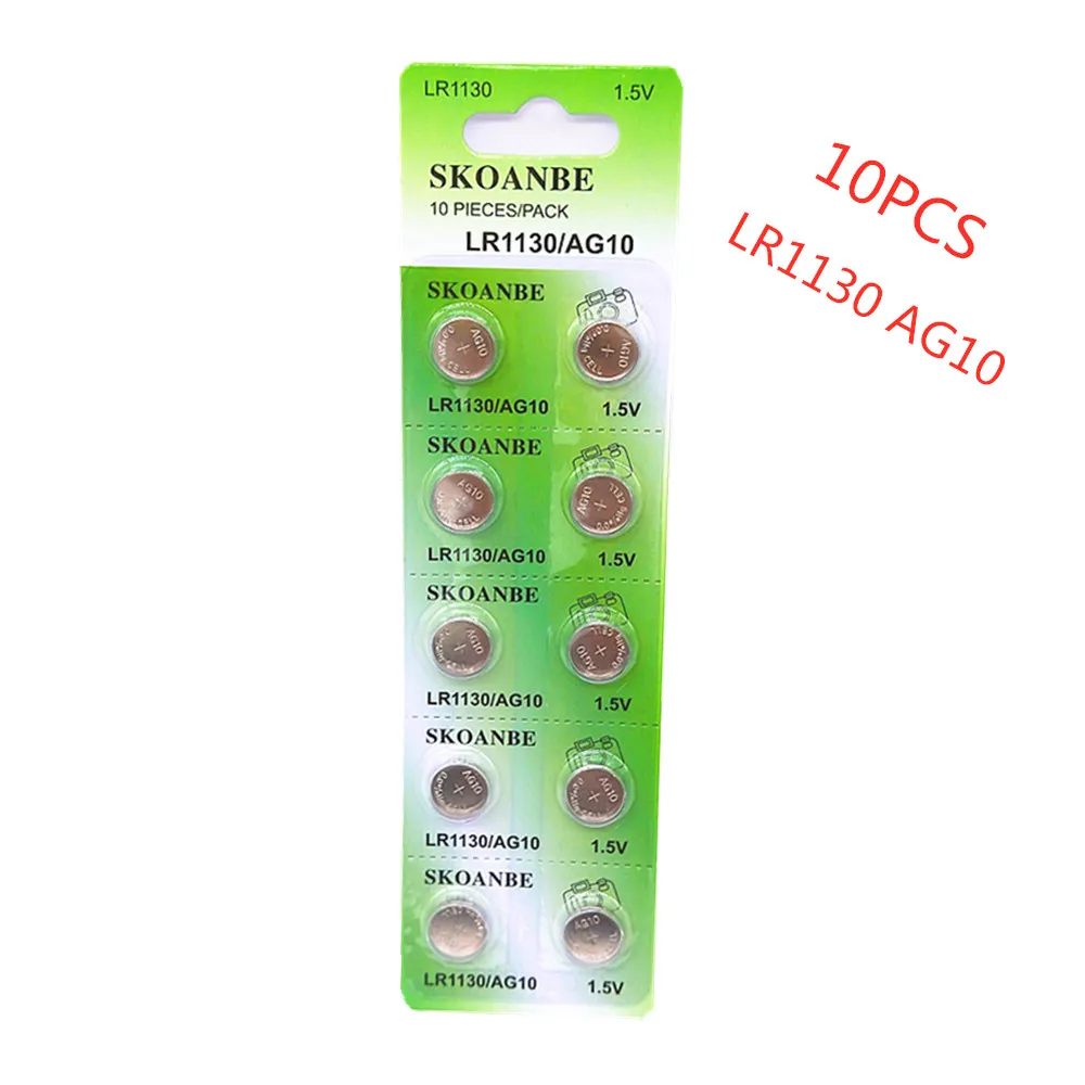 TBUOTZO зеленые новые батареи для часов 10 шт. 1 55 в L1131 AG10 LR54 LR1130 389 189 щелочные кнопка