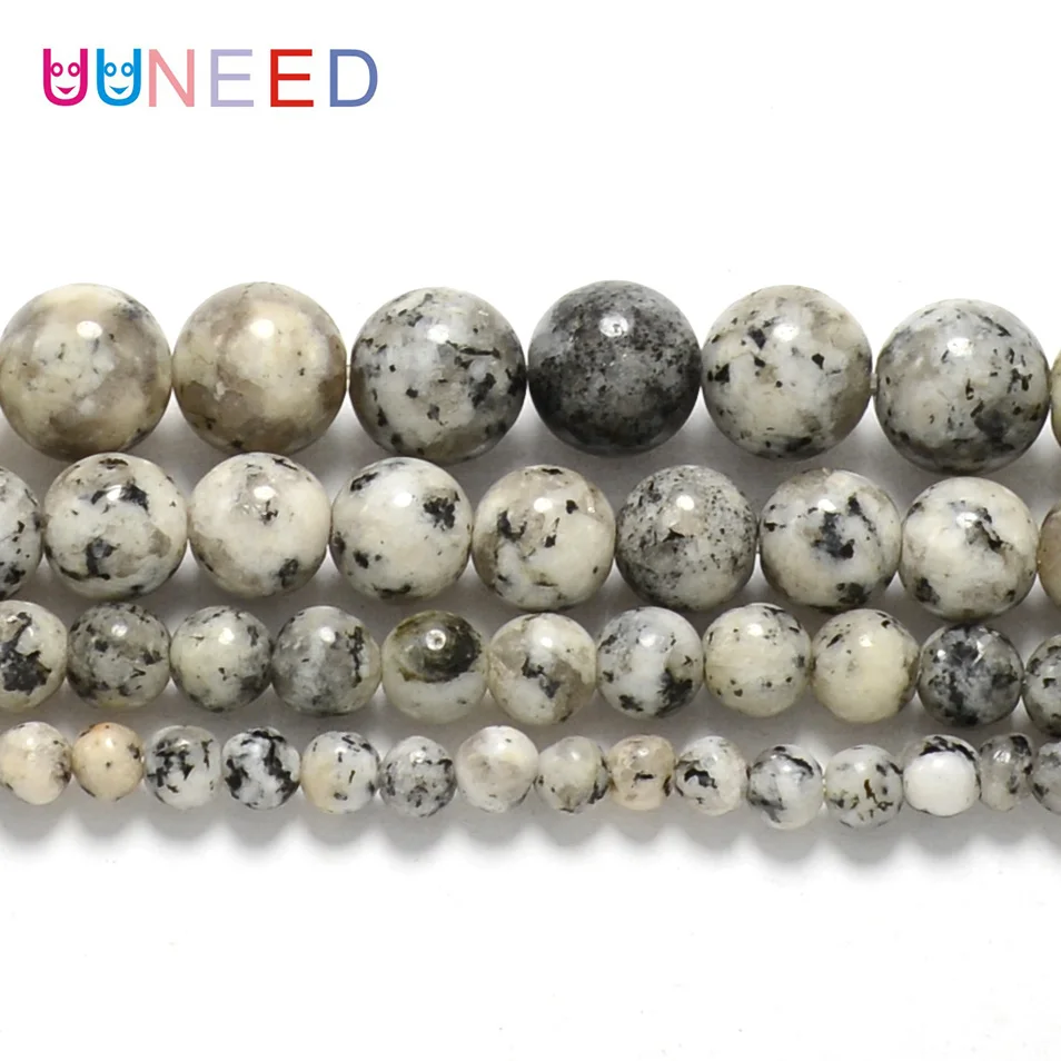 UUNEED gray Natural stone beads DIY bracelet round stone DIY Beads For Jewelry MakingBeads