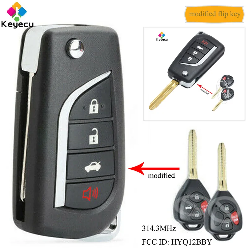 4D67 Keyecu Upgraded Flip Remote Car Key Fob for Toyota Camry 2007-2010 FCC:HYQ12BBY