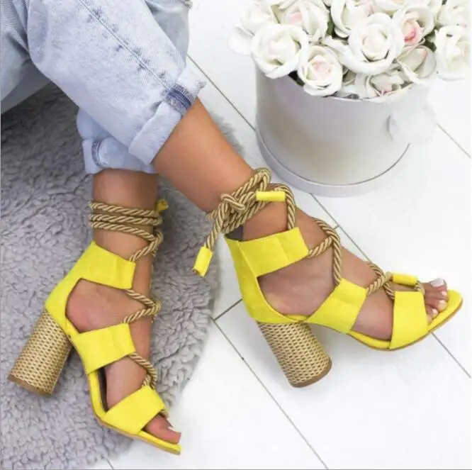 

2019 summer new ultra high heel thick with solid color cross strap casual sandals female non-slip comfort shock absorption a046