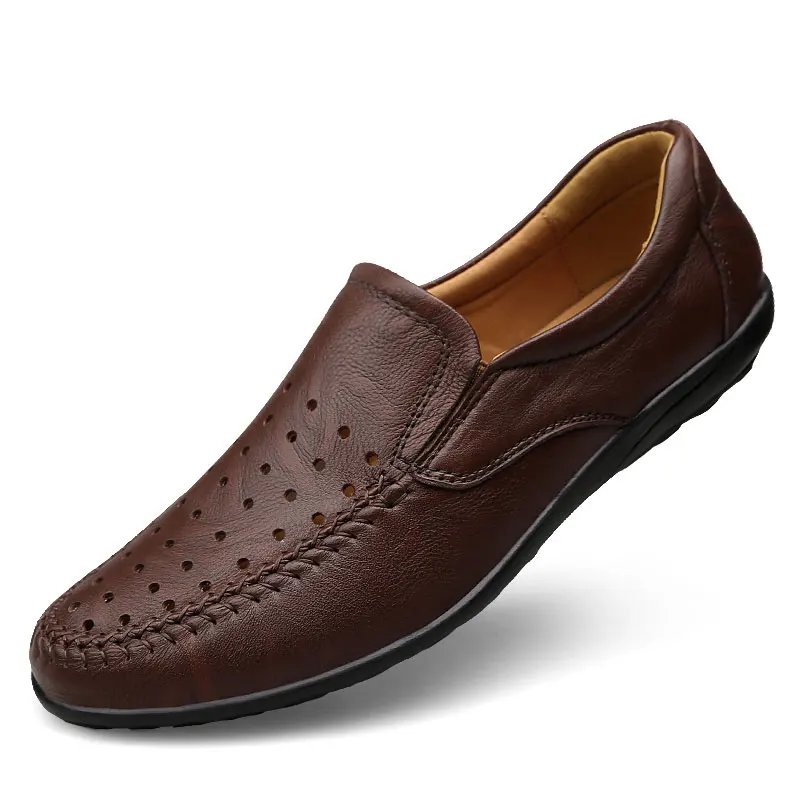 Г.; мужские лоферы из мягкой кожи; сезон весна-лето; мужская повседневная обувь; мокасины из натуральной кожи на плоской подошве; обувь для вождения; люксовый бренд - Цвет: Dark Brown2
