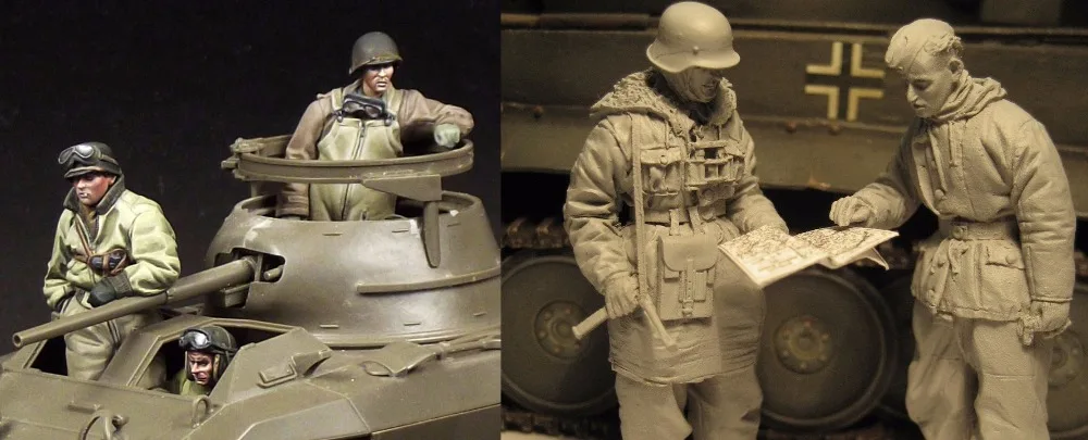 

Assembly Unpainted Scale 1/35 - and Greyhound crew figure Historical Resin Model Miniature Kit