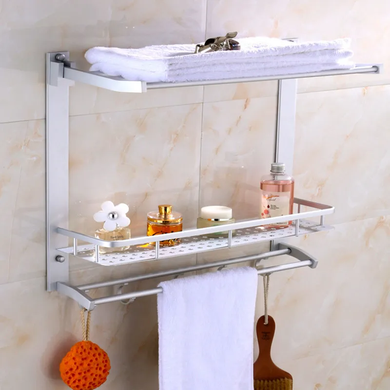

50cm Space Aluminum Bathroom 2 Shelves Shower Shampoo Soap Cosmetic Bathroom Accessories Storage Organizer Rack Holder