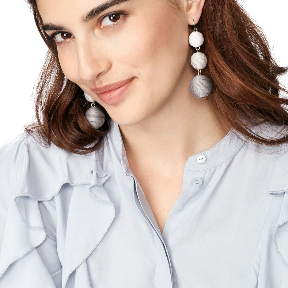 Висячие серьги JURAN J50006 с тройным шариком и кисточкой 2018|dangle earrings|fringe earringsearrings for |