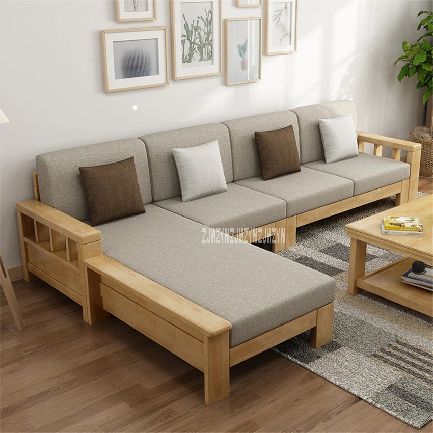 Us 589 0 5 Off 8809 Dual Purpose Home Solid Wood Sectional Recliner Couch Modern Simple Corner Sofa Set Living Room L Shape Combination In
