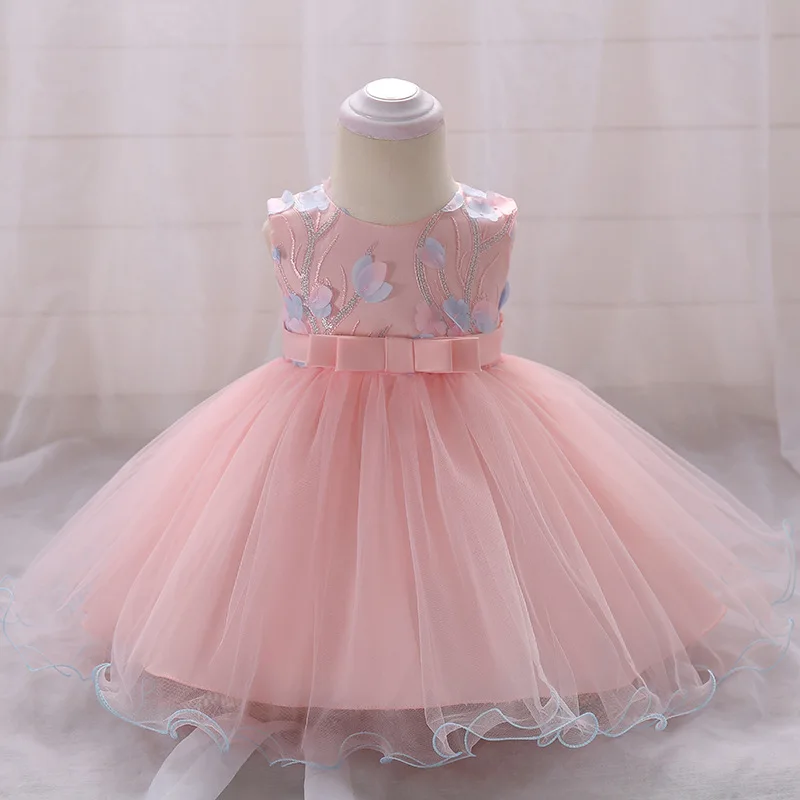 

Newborn wedding flower girl dress children birthday dress baby princess dress Sleeveless formal party dress 0-2 years