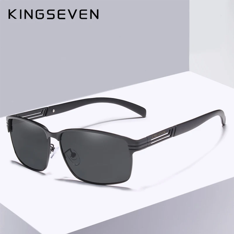 Мужские солнцезащ. Очки в Винтаж. Оправе KINGSEVEN черно серые солнцезащитные очки