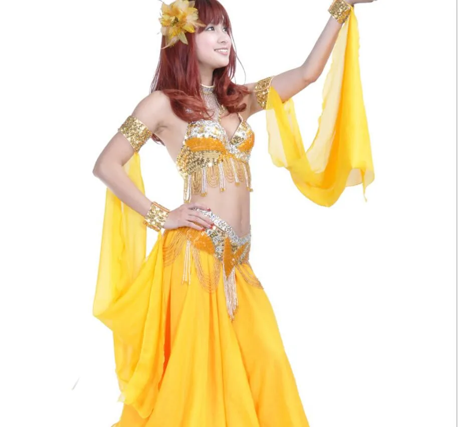 Женский танец живота рукава шифон индийский танцевальный костюм аксессуар 12 Разноцветные в продаже - Цвет: Yellow