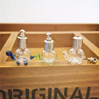 

50pieces 22.5x17x11 cute turtle SCREW CAP glass vial pendant Wishing Bottle Perfume essential oil charm name on rice art
