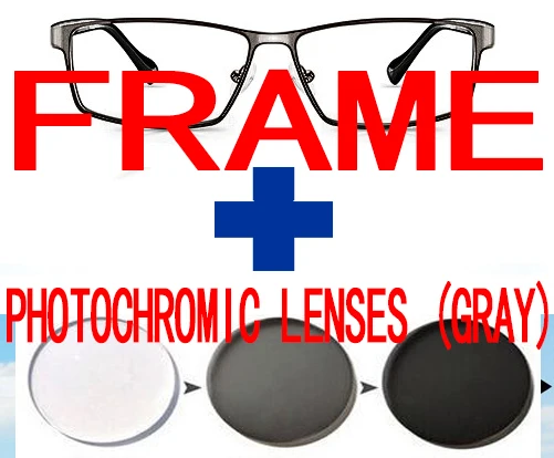 Al-mg сплав ультра светильник Коммерческая оправа очки на заказ оптические очки по рецепту Близорукость фотохромные-от 1 до 6 - Цвет оправы: frame and grey lens