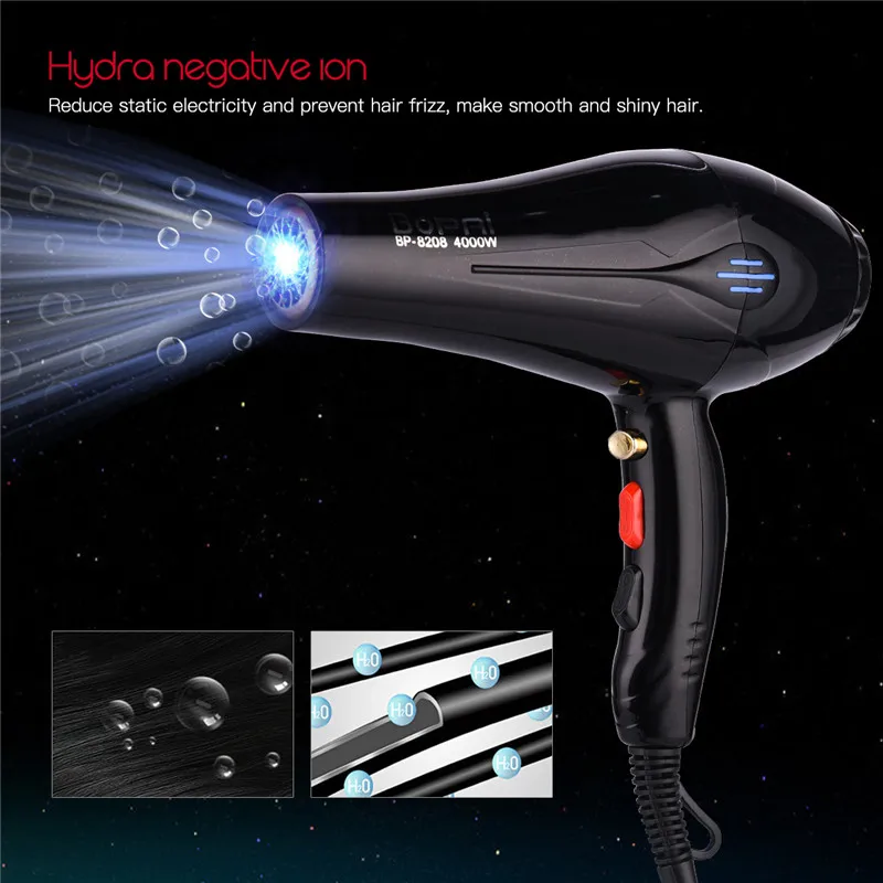 4000W Powerful Professional Salon Hair Dryer Negative Ion Blow Dryer Electric Hairdryer Hot Cold Wind With