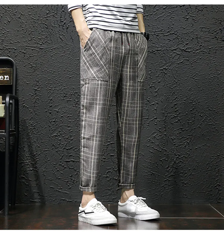 2019 новые стильные модные мужские осенние облегающие Талия на резинке повседневные штаны/мужские высококачественные брюки Гарун