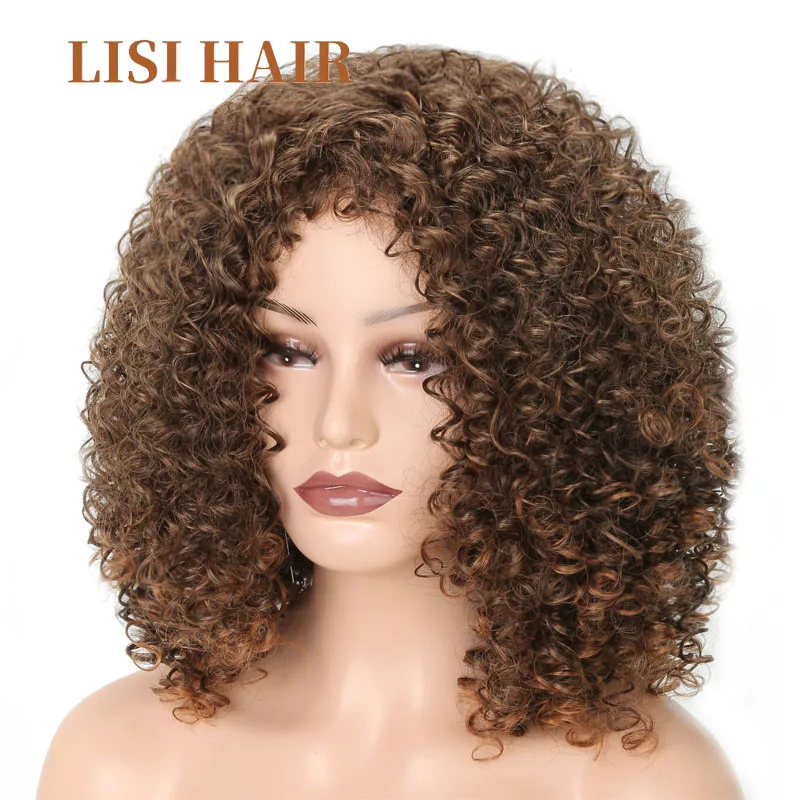 Лиси волосы короткие вьющиеся волосы блонд коричневый цвет парики для черных женщин африканские женщины прическа синтетические волосы высокотемпературное волокно