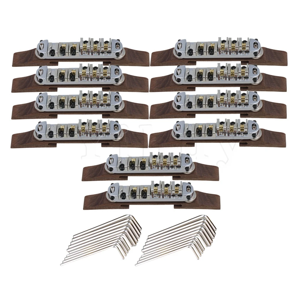

Yibuy 10 x Silver Roller Saddle with Rosewood Bridge for Jazz Guitar