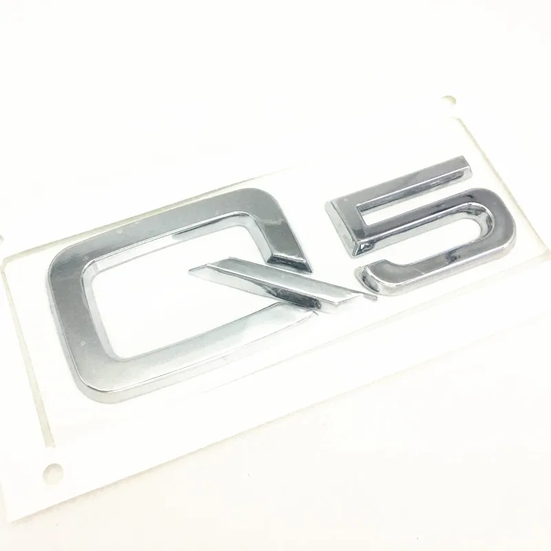 

Black/Silver ABS Chrome Plating Q5 Car Styling Accessories Rear Bumper Trunk Letter English Alphabet Emblem Sticker Badge Decal