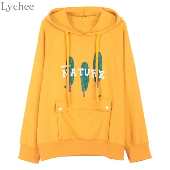 

Lychee Harajuku Women Sweatshirt Nature Tree Print Hoodie Long Sleeve Tracksuit Spring Autumn Pullover