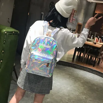 

Fashion Unisex Hologram Holographic Laser Backpack School Bookbag Large Capacity Backpacks for Women Men 2018 New THINKTHENDO