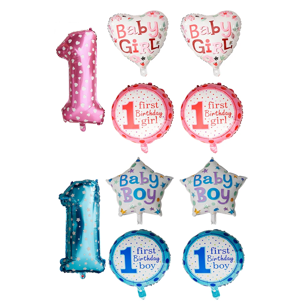 5pcs/set Cute Foil Balloons Baby Shower 1st Birthday Wedding Party Decor Blue Boy Festive & Party Supplies