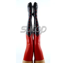 rubber latex fetish wearing long stocking for ladies SUITOP female women