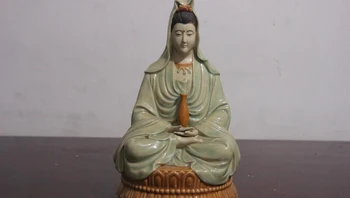 

13 Chinese pottery porcelain Kwan-yin Guanyin Bodhisattva Godess Buddha Statue