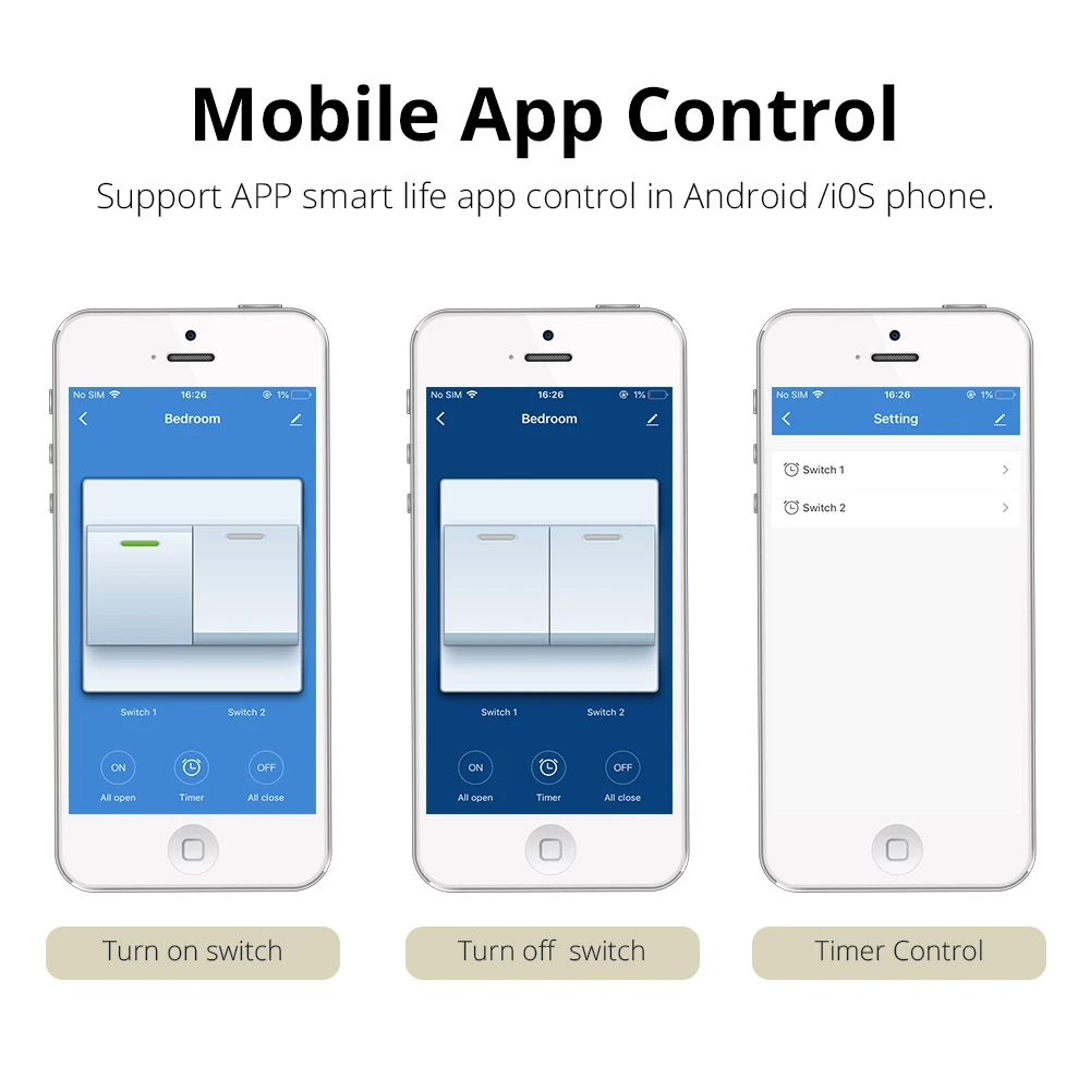 Online US AU 1 Gang 2 Gangs 3 Gangs interruptor de pared Wifi trabajo con Alexa directamente Control remoto de casa inteligente Control de Panel de luz a través de la aplicación