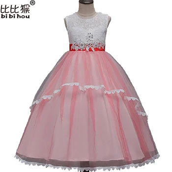 

ew Flower Girls Dress Diamond Sequin Lace Dress Formal Bridesmaid Wedding Girl Christmas Princess Ball Gown Party Kids Vestido