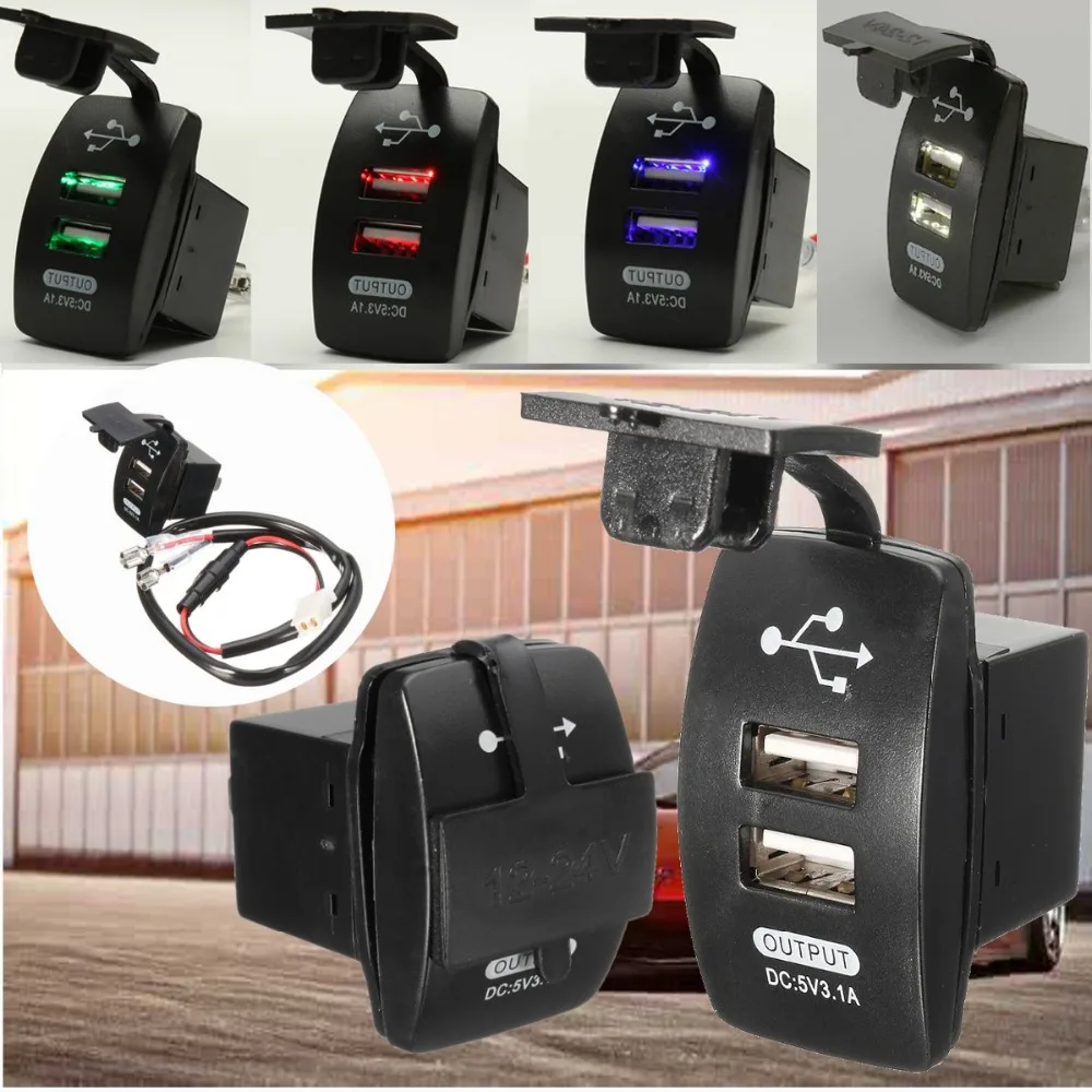 Dual USB Car Charger Socket Outlet Adpater Port 12v 4.2A Smartphone Car