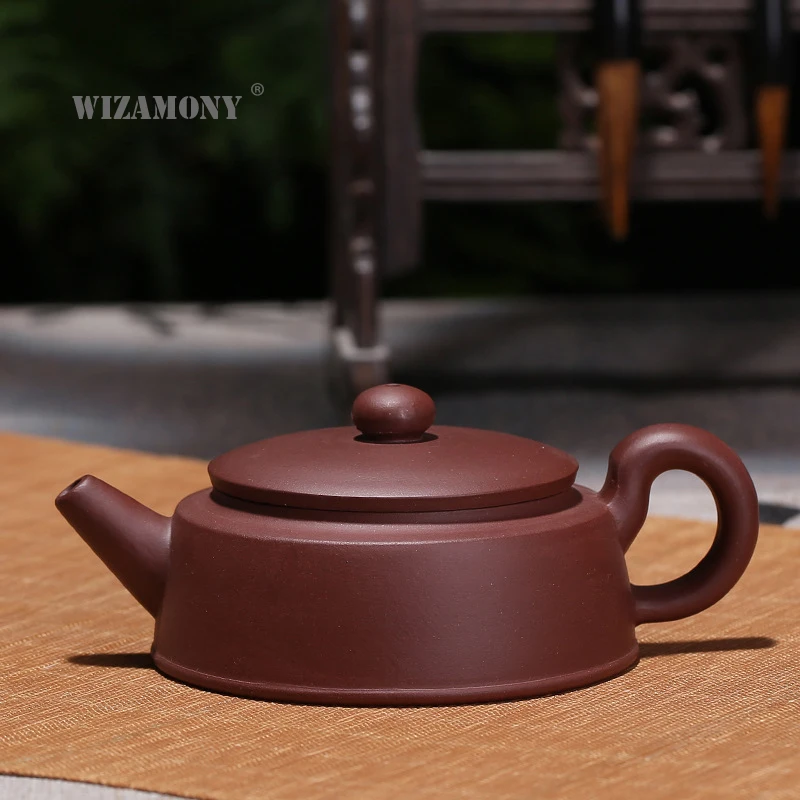 WIZAMONY чайная посуда из фиолетовой глины чайный набор Zisha плоский керамический 160 мл художественный чайный горшок фарфоровая посуда для напитков из исинской глины чайный набор чайная чашка