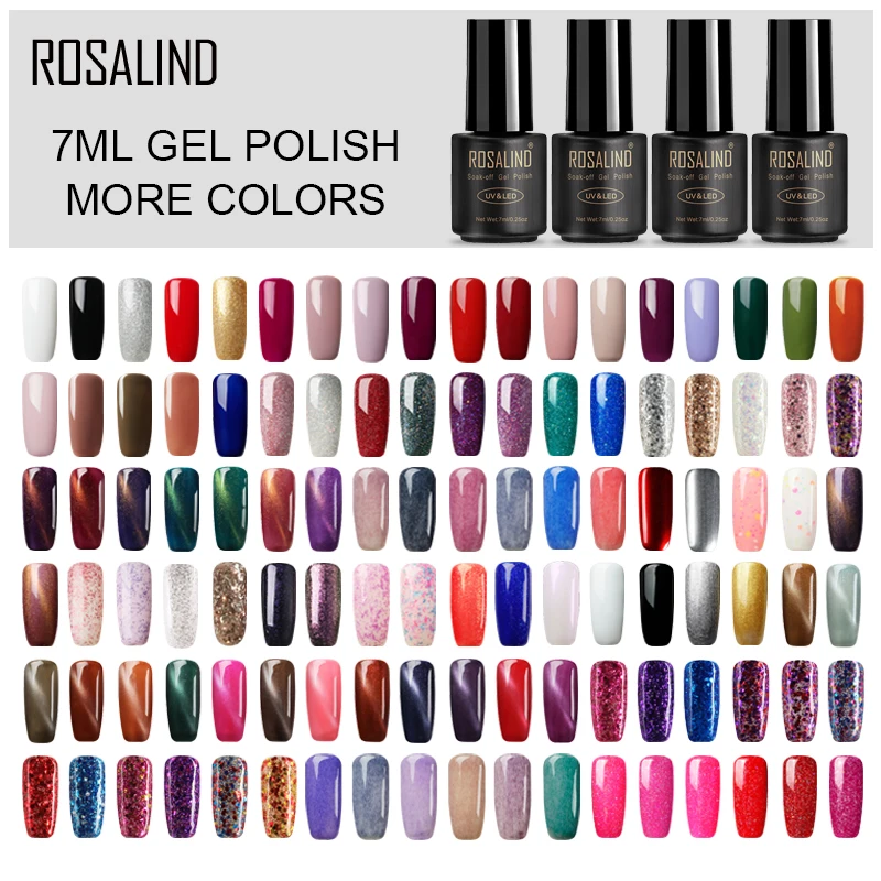 

ROSALIND 7ML Nail Gel Polish Varnish Hybrid Set Nail Art Semi Permanent UV Nail Polish Soak Off Top White Tips Gel Lacquer
