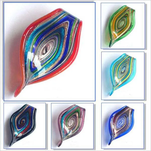 

Wholesale Murano Glass Pendants jewelry Arlecchino twisted unique lampwork Murano art glass beaded pendant MIX 120pcs/lot
