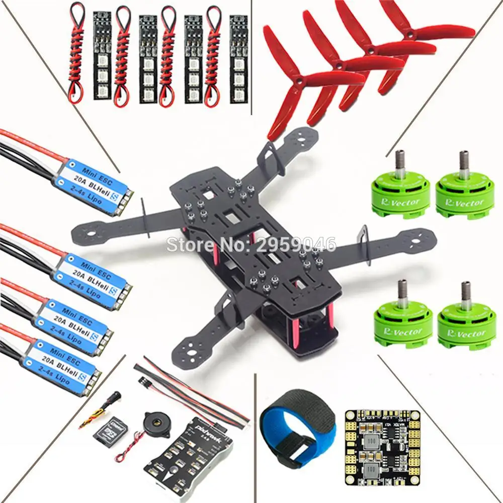 

ZMR QAV250 Quadcopter Frame Kit Pixhawk PX4 Flight Controller BLHeli_S 20A RV2306 KV2650 Brushless Motor DIY fpv drone