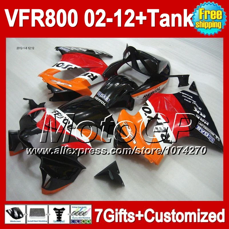 + резервуар для HONDA Repsol красный VFR800 02-12 1P6193 VFR 800 RR 2002 2003 2004 2005 2006 VFR800RR 02 03 оранжевый blk