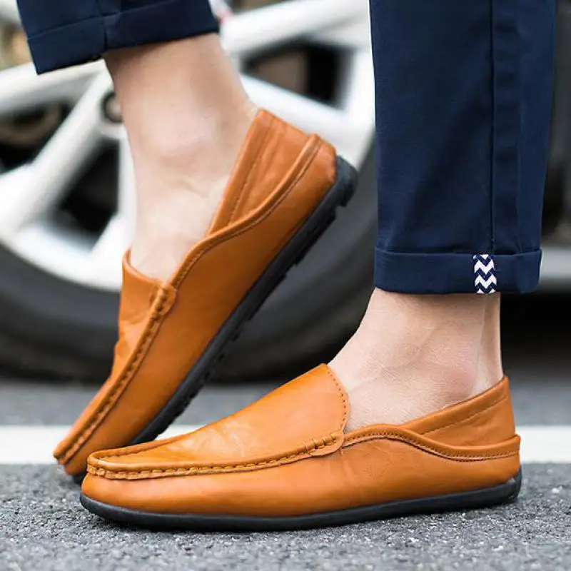 

Mens Moccasins Driving Loafers Leather Casual Flat Shoes Breathable Men Autumn Comfortable Slip-on Flats Male Leather Shoes Blue