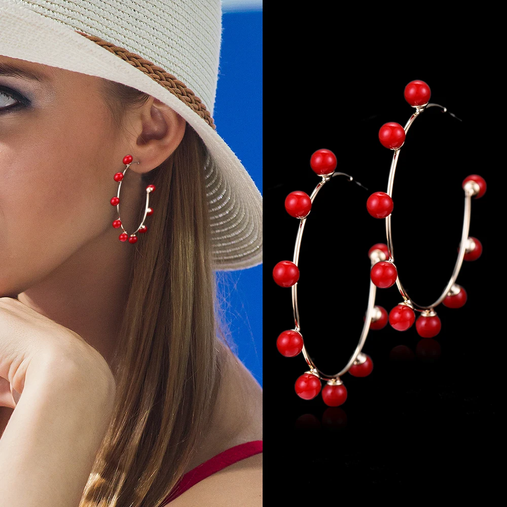 

GODKI Luxury Imitation Pearl Cubic Zircon Statement Big Hoop Earrings For Women Wedding DUBAI Bridal Round Circle Hoop Earrings