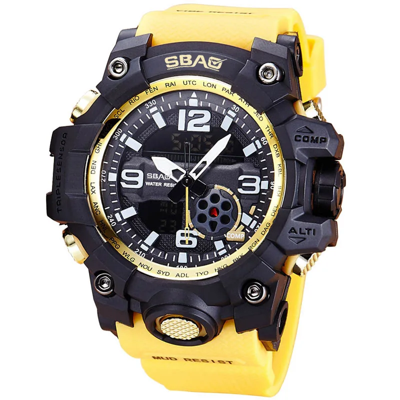 

Double Treasure Wrist Watch More Function Motion Electronics Double Display Alarm Clock Wrist Watch S8005C