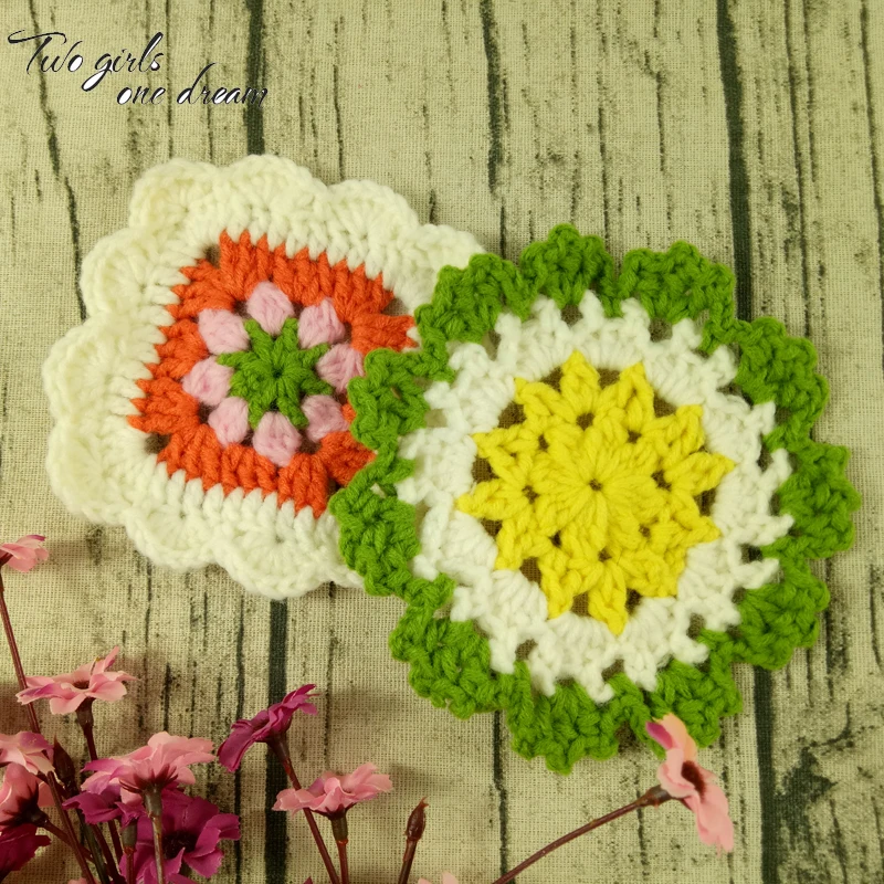 30 шт./лот DIY крючком цветы одежда привлекательность аксессуар ручной работы крючком салфетки Коврики на стол Pad стол Декор 11-12 см